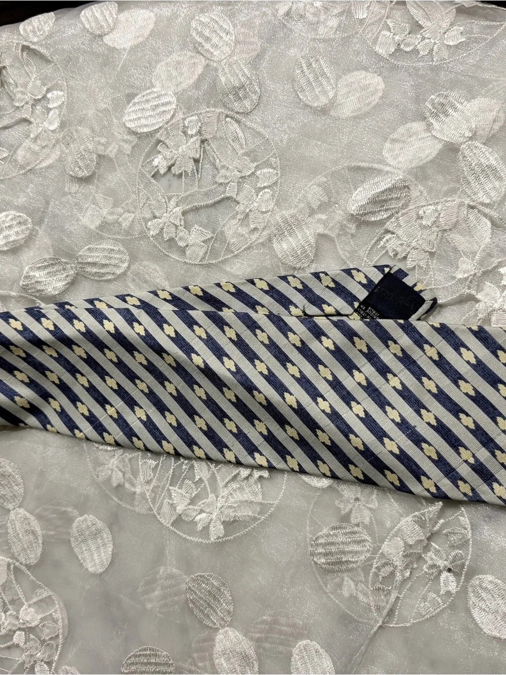 Giorgio Armani Navy and Cream Diagonal Stripe Silk Tie